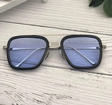 Unisex Blue Silver Retro Square Sunglass Accessories
