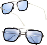 Unisex Blue Silver Retro Square Sunglass Accessories