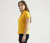 Womens Ketex Yellow Cotton Blend Polo Neck Tshirt