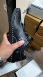 Men's Casual Leather Black Shoes Lightweight Footwear