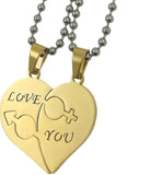 Nest Love You Hearth Shape Gold Plated Pendant Chain For Couple Jewellery